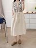 Verano Nuevo Estilo Japonés Simple Algodón Vestido Bordado para Mujer Holgado Adelgazante Versátil Falda Midi Venta al Mayoreo