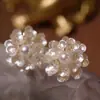 Pendientes de Perla con Forma de Corazón Estilo Socialité Europeo y Americano Transfronterizos para Mujer, Pendientes Elegantes Retro Franceses, Pendientes de Lujo Ligero de Gama Alta