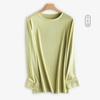 Camiseta Básica de Algodón de Fibra Larga para Mujer, Nueva Camiseta de Manga Larga Casual Suelta de Algodón Líquido de Amoníaco para Otoño e Invierno, Top de Algodón Puro para Mujer