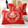 Fundas de Almohada de Gasa de Algodón Puro Rojas Festivas del Año del Caballo, un Par de Fundas de Almohada de Algodón Grueso Anti-Sudor Lindas de Dibujos Animados de Alta Gama