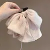 Presilha de Cabelo Dobrável com Laço Estilo Coreano para Rabo de Cavalo, Presilha Tubarão de Fita Gradiente na Moda, Grampo de Cabelo Versátil para o Dia a Dia
