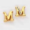 Cuentas de Letras Doradas de 8 mm con Medio Diamante para Joyería DIY, Accesorios, Piezas de Desgaste, Accesorios, Aleación de Zinc, Cuentas de Letras Inglesas
