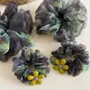 Scrunchie degradê estilo coreano para mulheres, scrunchie floral de verão, elástico de cabelo, acessório de cabelo de alta qualidade para meninas