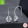 Nuevos Pendientes de Gancho para Oreja Rotatorios de Moissanita de un Quilate S925 Plata de Ley Inteligentes y Brillantes de Alta Gama de Yinziyun