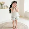Conjunto de Verão Floral Sem Mangas Infantil para Meninas, Seda de Gelo Fina Desenho Animado Estiloso Roupa de Casa, Doce Estilo Ins