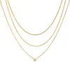 Colar com Pingente Xia Ling Europeu e Americano Transfronteiriço de Aço Inoxidável Multicamadas de Zircônia Banhado a Ouro 18K Empilhável Leve Luxo Versátil