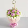 Llavero de Pequeño Ramo Tejido a Crochet Colgante para Mochila Regalo de Pequeño Ramo Flor de Rosa Mini de Lana Venta al por Mayor