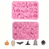 Molde de silicone para chocolate com tema de caveira e aranha de 18 peças, molde para decoração de bolo