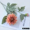 2 flores dália artificiais na cor de outono, buquê de flores artificiais para arranjo de cena, decoração de casamento, flores dália artificiais hidratadas