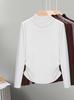 2026 Nueva Camiseta de Moda para Mujer con Cuello Medio Alto y Mangas Largas, Estilo Primavera, Elegante, Mangas Caídas, Ceñida a la Cintura, Top Adelgazante 1688