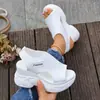 Sandalias de verano 2026 de boca de pez, transfronterizas, talla grande, con plataforma, de tacón alto, tejidas, de tacón de cuña, de suela gruesa, deportivas para mujer
