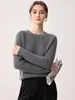 Suéter Grossinho 100% Cashmere Feminino Gola Redonda Trançado Manga Longa Pulôver Casual Versátil Malha Top Ombro Raglã