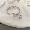 Pulsera Abierta Ovalada con Esmalte Metálico Europea y Americana Anillo Ins Personalizable Pulsera Versátil Joyería de Lujo Ligero Alta Gama