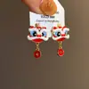 Nuevos Pendientes de León con Goteo de Aceite Estilo Chino de Nicho con un Temperamento de Alta Gama, Pendientes Versátiles, Pendientes de Cuero de Moda de Nicho Simples