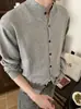 Cárdigan de punto liso, estilo americano de dinero viejo, silueta corta ajustada, para hombres y mujeres, chaqueta casual de manga larga para otoño, moderno