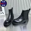 Botas Chelsea Femininas Primavera Outono Botas Simples 2026 Nova Biqueira Larga Sola Grossa Calça Cigarro Botas de Cano Médio Cano Cigarro Botas Curtas
