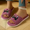 Novas Pantufas de Gato de Desenho Animado de Comércio Exterior para Mulheres, Pantufas Abertas para Casa, Pantufas de Algodão Listradas, Venda Quente Atacadista Transfronteiriça