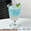 Taza Simple Rayada de Pie Bajo, Taza de Vidrio de Alto Valor Estético, Taza para Café Americano Helado, Taza para Jugo Espumoso, Taza para Bebidas Especiales