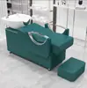 Cama de Lavar Cabelo Transfronteiriça, Lavatório de Cerâmica para Salão de Cabeleireiro, Cama de Shampoo Semi-Reclinável, Cama de Lavar Cabelo Tudo-em-Um para Salão de Cabeleireiro