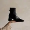 34 a 42 yardas Piel Genuina Temperamento Botines Cruzados Comercio Exterior Talla Grande Punta Cuadrada Tacón Grueso Botas Martin Otoño Invierno Nuevo Negro Para Mujer