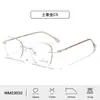 Gafas Retro Cat-Eye Sin Montura Casual Caballero para Mujer Lentes Planos Anti Luz Azul Combinación Artesanal Patillas con Puntos de Laca Venta al por Mayor