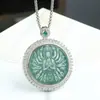 Colgante Incrustado de Jade Natural, Colgante de Dragón Hoja de Jade Agua Azul con Tallado Sombreado, Colgante Redondo, Suministro para Transmisión en Vivo, Se Puede Enviar por Cuenta de Otros