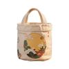 Bolsa Cesta Personalizada para o Festival do Meio Outono, Bolsa de Lona Amarela Estampada, Bolsa de Presente para Reunião Anual Corporativa, Estilo Nacional Casual Literário e Artístico