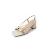 Sandalias de Cuero Genuino Florales de Tacón Alto Cuadrado Abiertas para Mujer, Piel de Oveja Romántica Suave con Lirios de Calas, Talla 41, Verano 2024