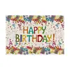 Nuevos manteles individuales con temática de cumpleaños, manteles resistentes al calor de lino con estampado de pastel feliz y globos, manteles decorativos para mesa para el hogar y restaurantes