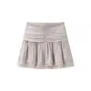 Conjunto Feminino de Duas Peças Moda Verão Fino Laço Cadarço Manga Longa Pulôver Camisa Solta Minissaia Plissada