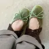 Zapatos Planos de Terciopelo Verde Claro con Lazos, Estilo Nuevo Primavera 2026 para Mujer, Zapatos Planos Redondos de Abuela Modernos y a la Moda