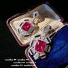 Pendientes de Ma Hengge de gema de sangre de paloma roja copo de nieve, magníficos pendientes de circonita con forma de abanico rojo oceánico chapados en oro de 18 quilates