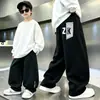 Pantalones Deportivos Holgados de Pierna Ancha para Niños, Primavera y Otoño, Pantalones Largos Casuales de Algodón de Color Sólido, Marca de Moda, Ropa de Otoño