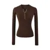 Ropa de Mujer al por Mayor Transfronteriza Estilo Europeo y Americano Camiseta Adelgazante 2025 Otoño e Invierno Nuevas Blusas de Manga Larga de Color Sólido