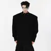 Decoração de Botão de Metal Design de Tricô Solto Tricô de Nicho Masculino Outono e Inverno Marca de Moda Americana Tricô Preto