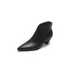 Piel de Vaca de Primera Capa y Botines de Moda para Mujer con Tacón Medio Otoño e Invierno Nuevos de Piel Genuina Punta Fina Cierre Trasero Botines de Tacón Grueso Botas para Mujer