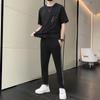 Fato esportivo Masculino Verão Seda Gelo Secagem Rápida Roupa Casual Solto Tamanho Plus Manga Curta Popular Fashionável Fato Bonito
