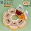 Caja de pastillas portátil transfronteriza de color de siete días, caja de almacenamiento semanal de siete compartimentos para viaje, dispensador de medicamentos publicitario