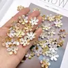 Flor de Concha Imitación de Dos Colores Acrílica Pieza de Flor de Seis Pétalos Joyería de Estilo Antiguo Hecho a Mano DIY Cadena para Teléfono Móvil Llavero Colgante para Coche