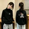 Camiseta Infantil de Manga Longa Escovada 2026 Novo Estilo Meninas Quente Casual Camada Base Térmica Gola Meio Alta Top