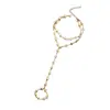 Pulsera de anillo con dijes de doble diseño de cadena de amor de acero inoxidable de personalidad exquisita de lujo ligero europeo y americano