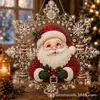 Pingente de Sol de Floco de Neve de Natal Pintura Diamante de Natal Ornamento Acrílico Pendurado em Formato de Floco de Neve