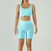 Ropa exterior tejida con sujetador acolchado, conjunto de yoga ajustado, ropa deportiva de fitness de talle alto con forma de melocotón de secado rápido, shorts deportivos