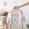 Suéter Infantil Transfronteiriço Lã de Visão 2025 Outono e Inverno Novo Estilo Bebê Gola Redonda Desenho Sereia Meninas Camiseta Básica Tricotada