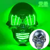 Cabeça de Fantasma Halloween Crânio Branco Prata Cabelo Máscara Luminosa Cabeça de Fantasma LED Máscara de Atmosfera de Terror