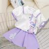 Vestido de Verano para Bebé Niña Estilo Coreano Lindo Traje Verano para Niños Nuevo Estilo Occidental Dibujos Animados Manga Corta Shorts Conjunto de Dos Piezas