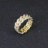 Anel de Corrente Cubana Masculino Anel Estrela da Moda Anel de Dedo Anel de Dedo Fechado com Zircônia Diamantada Completa Acessórios Personalizados da Moda