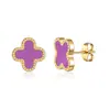 Pendientes de Trébol de Cuatro Hojas Chapados en Oro de 18 Quilates Transfronterizos para Mujer Pendientes de Trébol de Cuatro Hojas de la Suerte con Nácar Pendientes Galvanizados que No Se Desvanecen