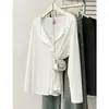 200 jin talla grande estilo coreano elegante top de cuello medio abierto para mujer otoño nuevo empalme de encaje manga larga camiseta básica 0854