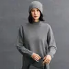 Tricô de Caxemira Novo para Outono e Inverno para Mulheres, Gola Alta Meia, Solto, Casual, Simples, Versátil Tricô de Caxemira para Ir ao Trabalho e Uso Urbano